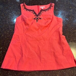 Lily Pulitzer Jackie Beaded Top Watermelon Pink Sleeveless Size 8 Womens